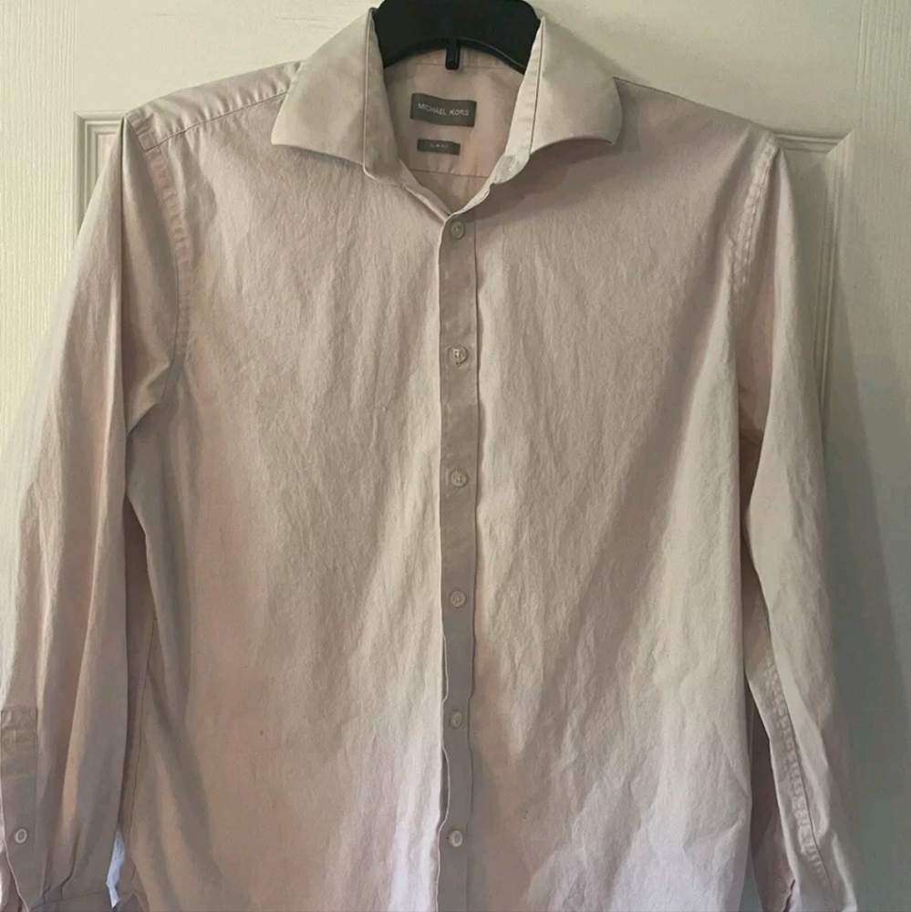 Michael Kors Long Sleeve Shirt Slim Fit Men Pink Size L